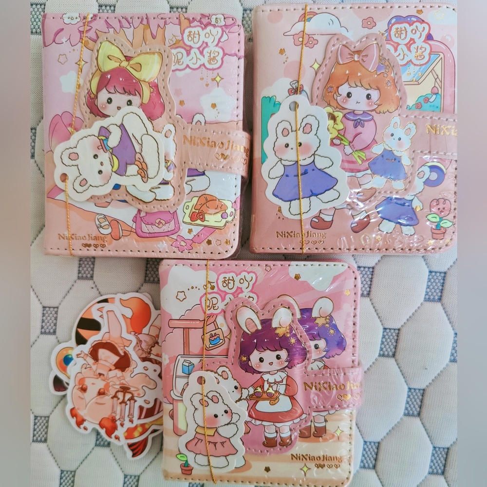 Kawaii cute notebook journal set of 3 plus stickers